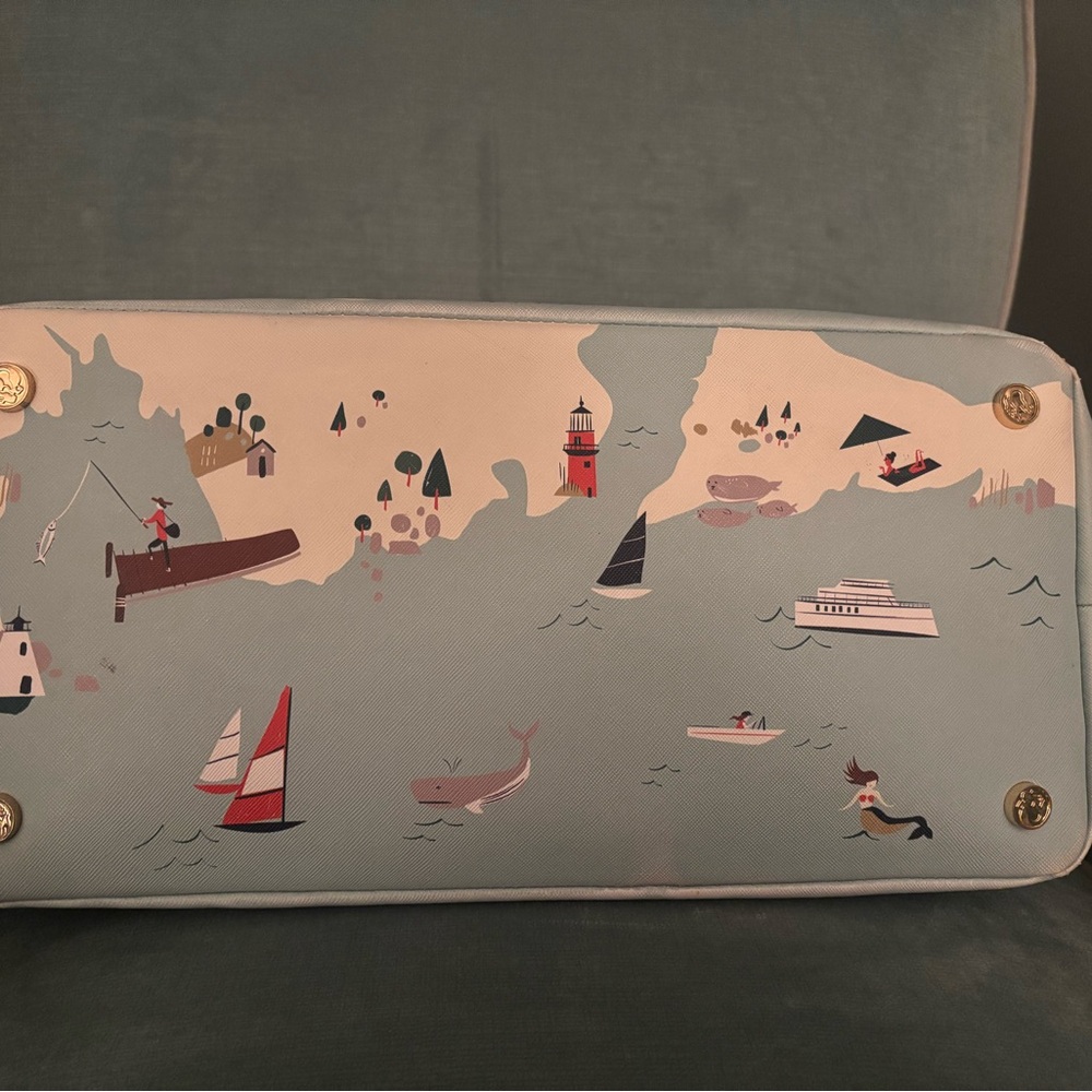 Spartina Nautical Print Tote Bag - Cream and Blue - Picture 3 of 8